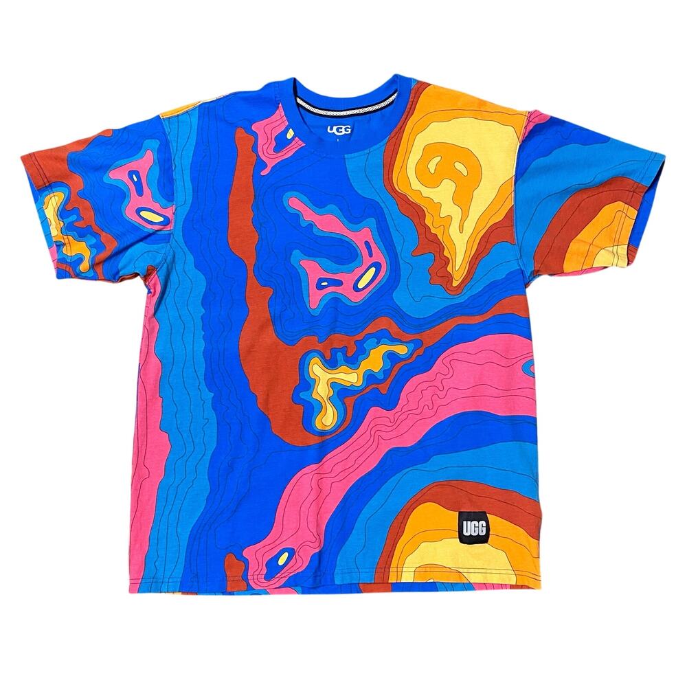 UGG Men's Colorful Topographic Heat Map Short Sleeve T-Shirt, Size Large